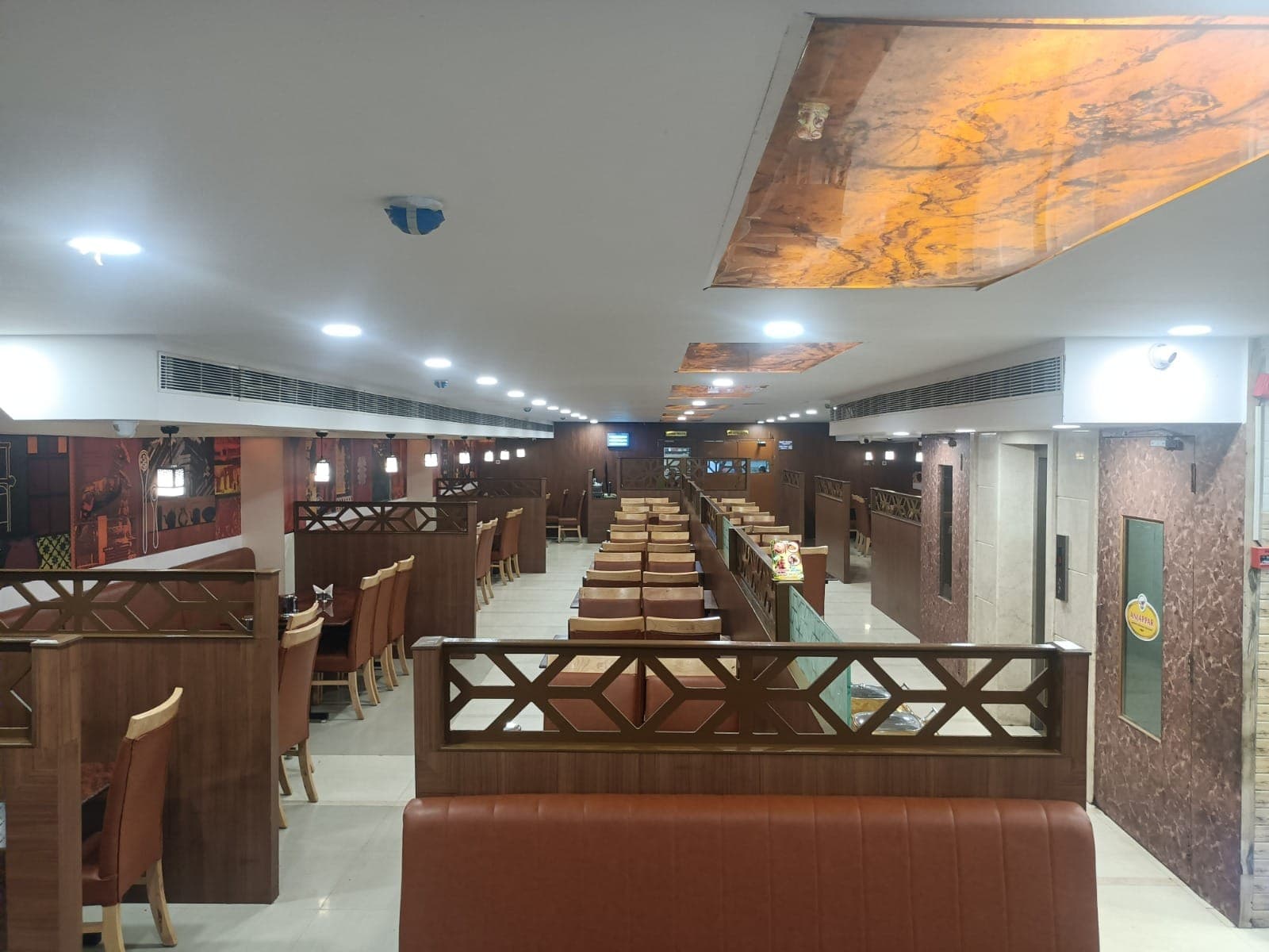 Anjappar multi-cuisine restaurant seating area